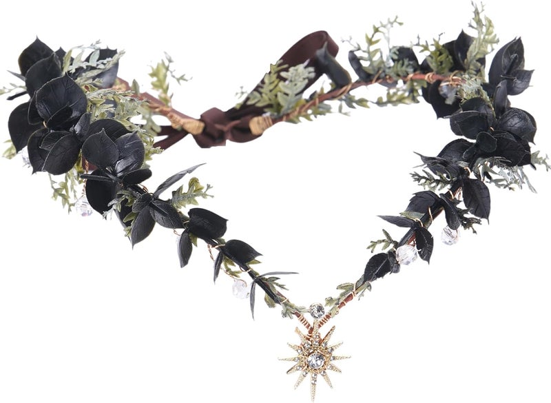 MOSTORY Woodland Flower Fairy Crown - Forest Elf Crown Circlet for Renaissance Accessories Women Fairycore Renfaire Cosplay - Image 1